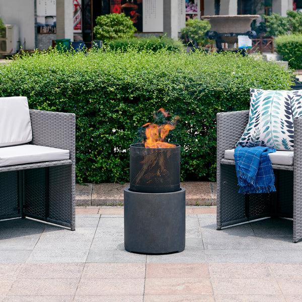 danya b 22" Wood Burning Faux Stone Fire Column
