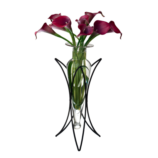 Danya B Amphora Vase On Half Moon Metal Stand