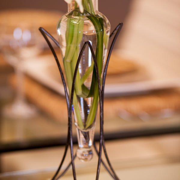 Danya B Amphora Vase On Half Moon Metal Stand