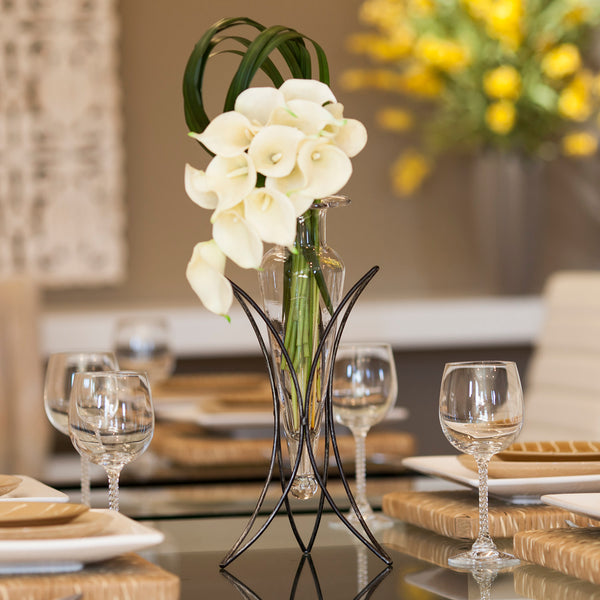 Danya B Amphora Vase On Half Moon Metal Stand