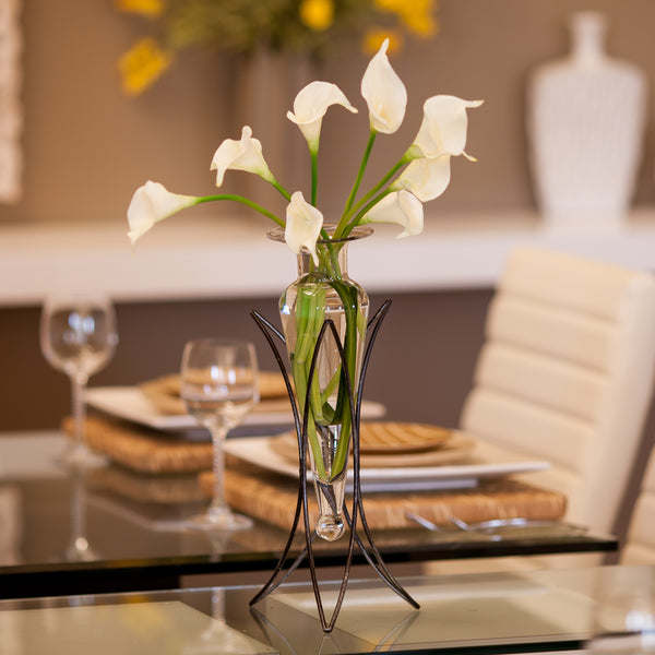 danya b Amphora Vase on Half Moon Metal Stand