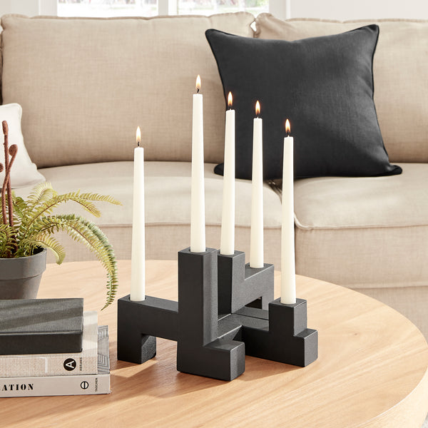 Danya B Danya B. Contemporary Black Metal 2-Piece Stacking Candelabra Taper Candle Holder Set