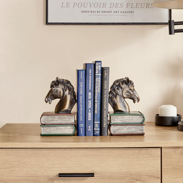danya b Danya B. Horses on Books Polyresin Antique Patina Finish Bookend Set of 2