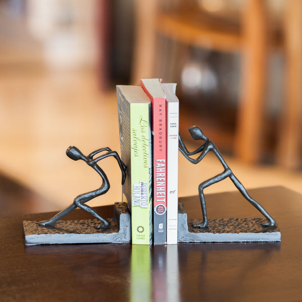 danya b Men Pushing Metal Bookend Set