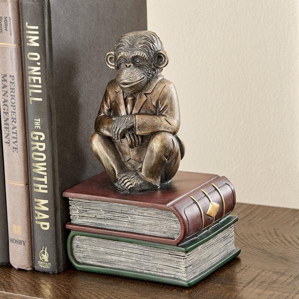 Danya B Danya B. Monkeys On Books Polyresin Antique Patina Finish Bookend Set Of 2
