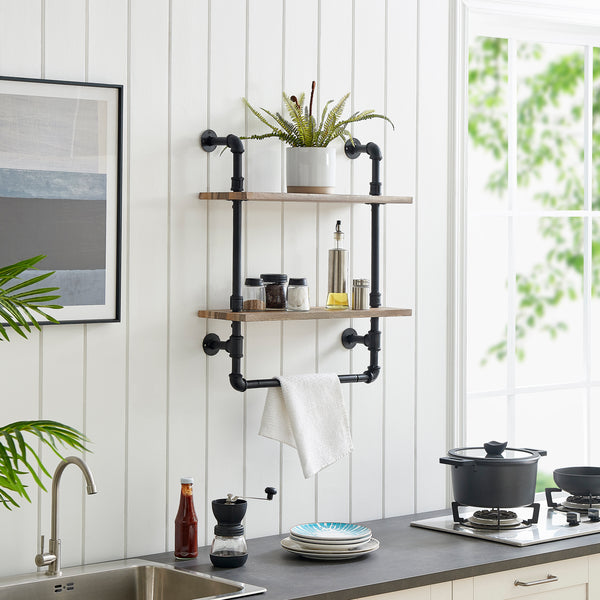 Danya B Olivia Double Shelf Unit With Towel Rod