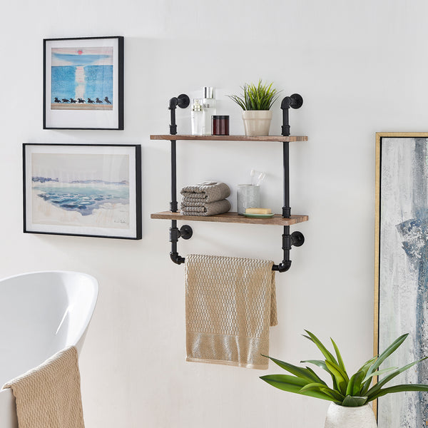 Danya B Olivia Double Shelf Unit With Towel Rod