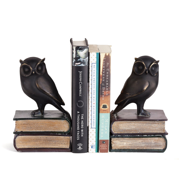 Danya B Owl On Books Bookend Set