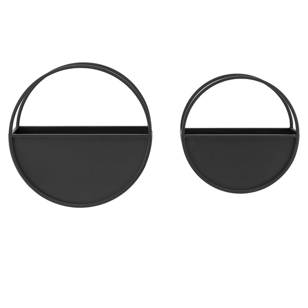 Danya B Round 2-Piece Iron Wall Planter Set - Black