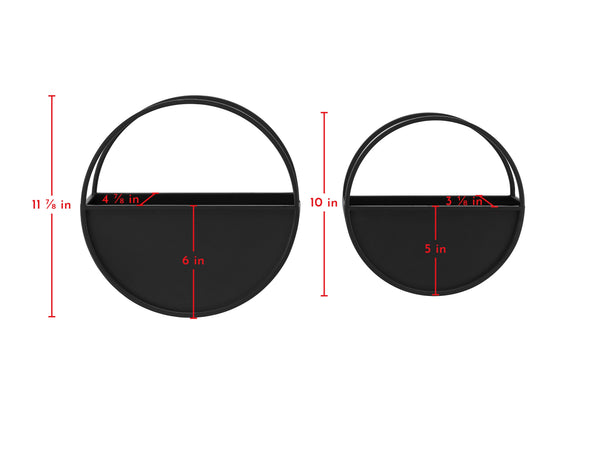 Danya B Round 2-Piece Iron Wall Planter Set - Black