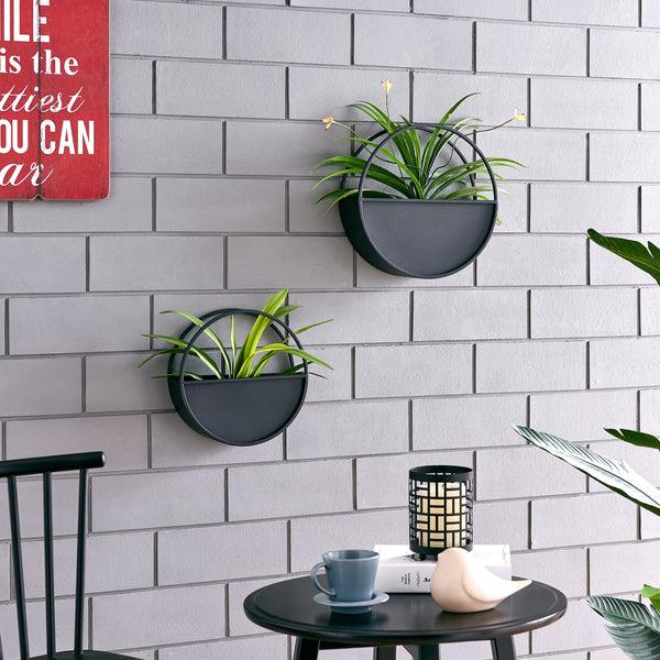 danya b Round 2-Piece iron Wall Planter Set - Black