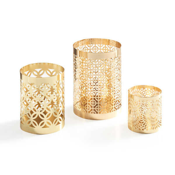 Danya B Set Of 3 Filigree Candleholder Hurricanes
