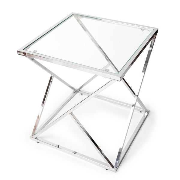 Danya B Danya B. Square End Table With Clear Glass Top And Polished Chrome Base
