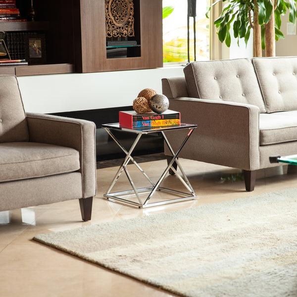 danya b Danya B. Square End Table with Clear Glass Top and Polished Chrome Base