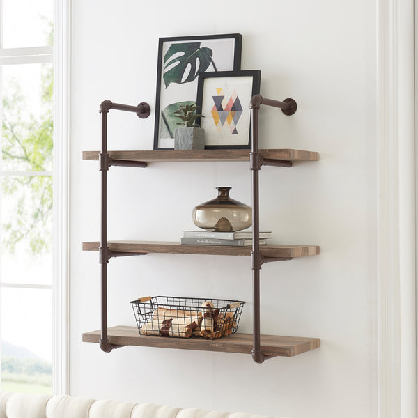 Danya B Three Tier Industrial Pipe Wall Shelf