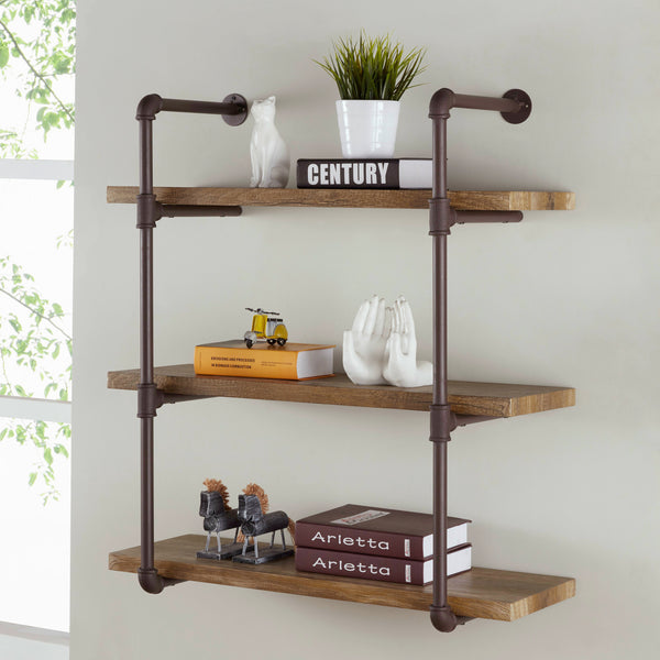 Danya B Three Tier Industrial Pipe Wall Shelf