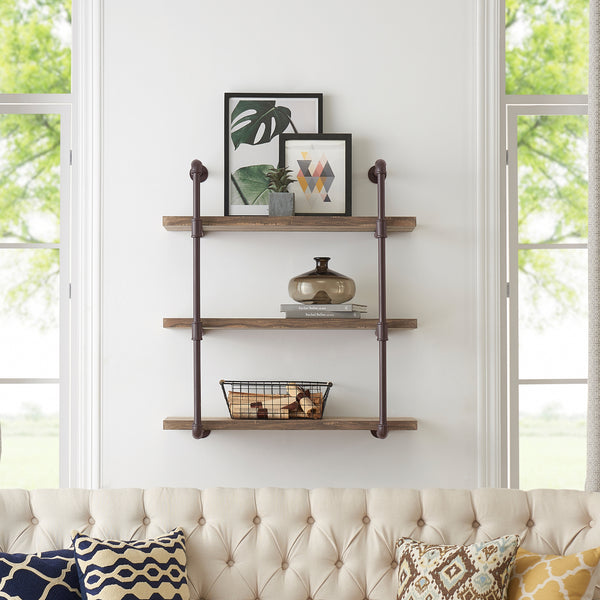 danya b Three Tier Industrial Pipe Wall Shelf