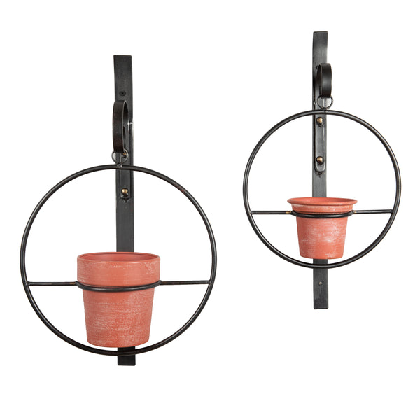 Danya B Tivoli 2-Piece Metal Hanging Planter Set