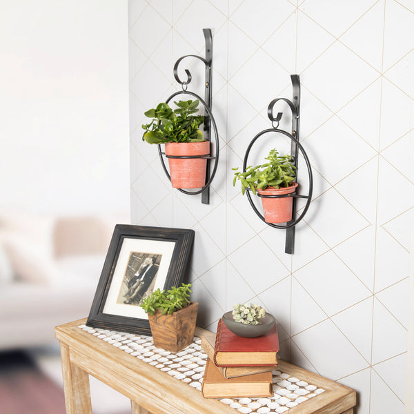Danya B Tivoli 2-Piece Metal Hanging Planter Set