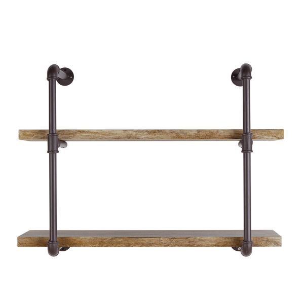 Danya B Two Tier Industrial Pipe Wall Shelf