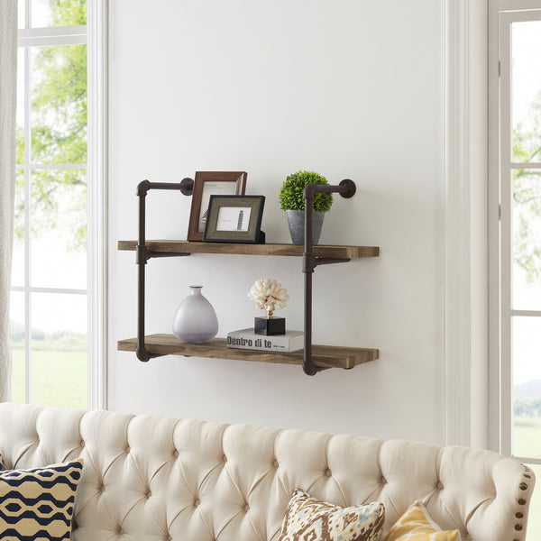 Danya B Two Tier Industrial Pipe Wall Shelf