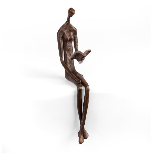 Danya B Woman Reading Over Ledge Cast Bronze