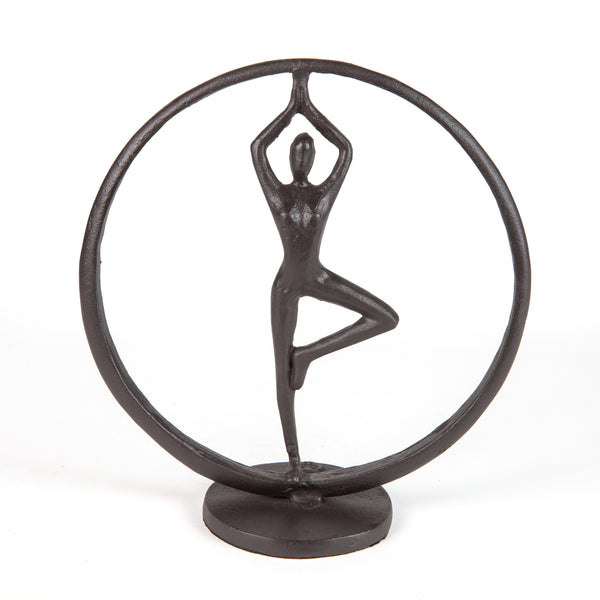 Danya B Yoga Tree Pose Circle Cast Iron Sculpture