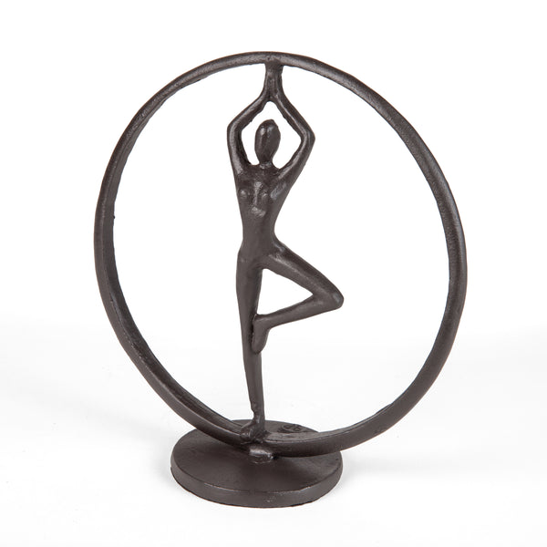 Danya B Yoga Tree Pose Circle Cast Iron Sculpture