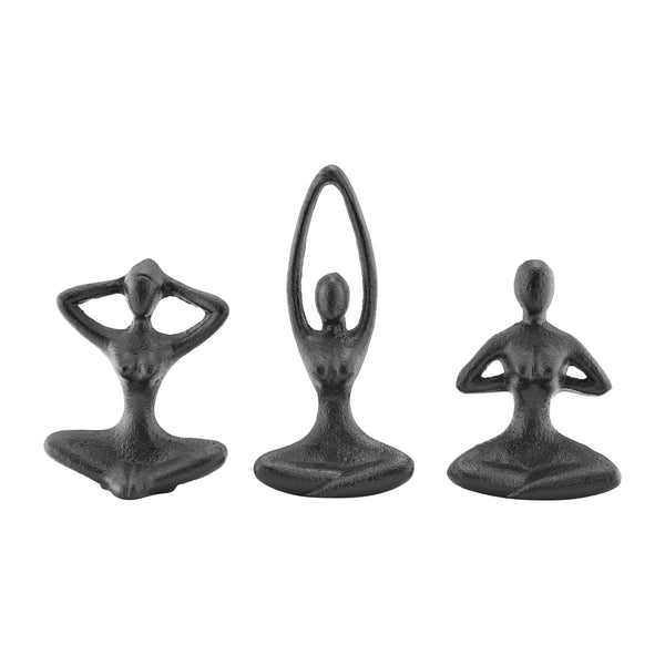 Danya B Dark Brown Cast Iron Female Peaceful Yoga Figures Decorative Metal Tabletop Sculptures Set Of 3 Poses