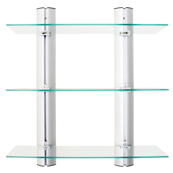 Danya B Decorative Wall-Mount 3-Tier Adjustable Glass Wall Shelves On Aluminum Bars