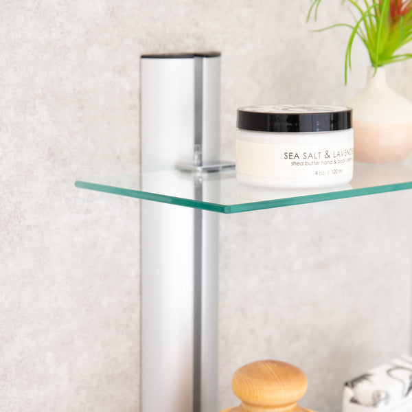 Danya B Decorative Wall-Mount 3-Tier Adjustable Glass Wall Shelves On Aluminum Bars