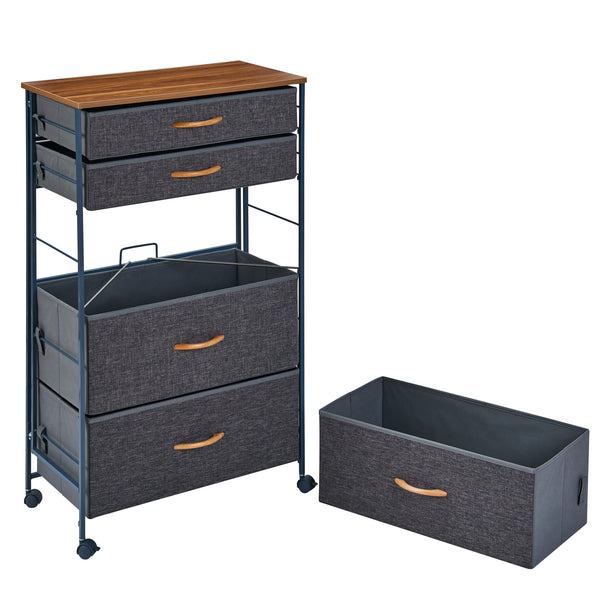 Danya B Fabric 5-Drawer Storage Dresser Chest With Steel Frame And Caster Wheels