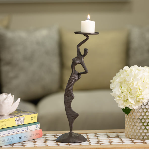 danya b Fancy Lady Cast Iron Sculpture Candle Holder
