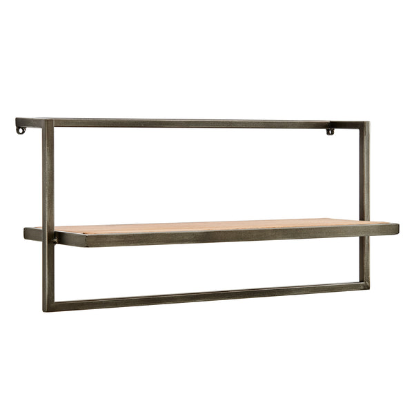 Danya B Floating Industrial Modern Rustic Wood Shelf On Metal Frame With Towel Bar/Hanging Rack