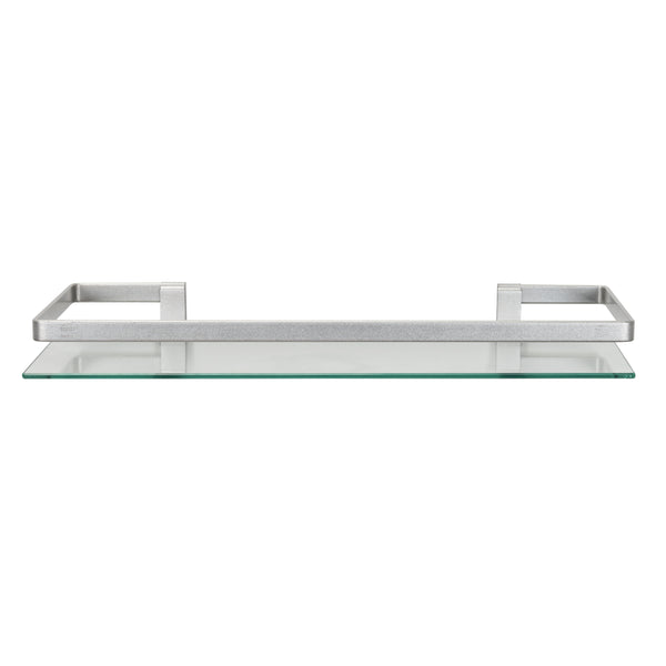 Danya B Floating Wall Mount Tempered Glass Bathroom Shelf With Brushed Chrome Rail