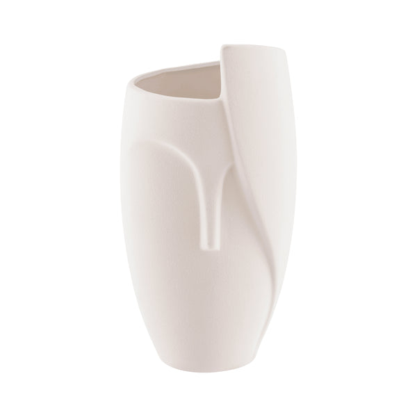 Danya B Hans Ansit Cream Abstract Contemporary Face Matte Ceramic Sculpture Decorative Planter Vase