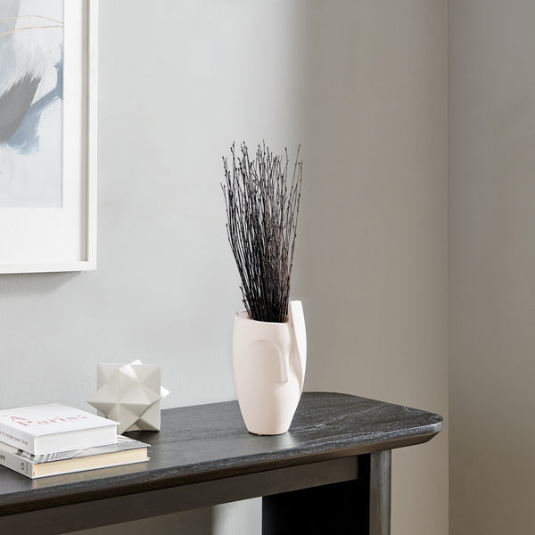 Danya B Hans Ansit Cream Abstract Contemporary Face Matte Ceramic Sculpture Decorative Planter Vase