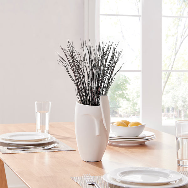 Danya B Hans Ansit Cream Abstract Contemporary Face Matte Ceramic Sculpture Decorative Planter Vase