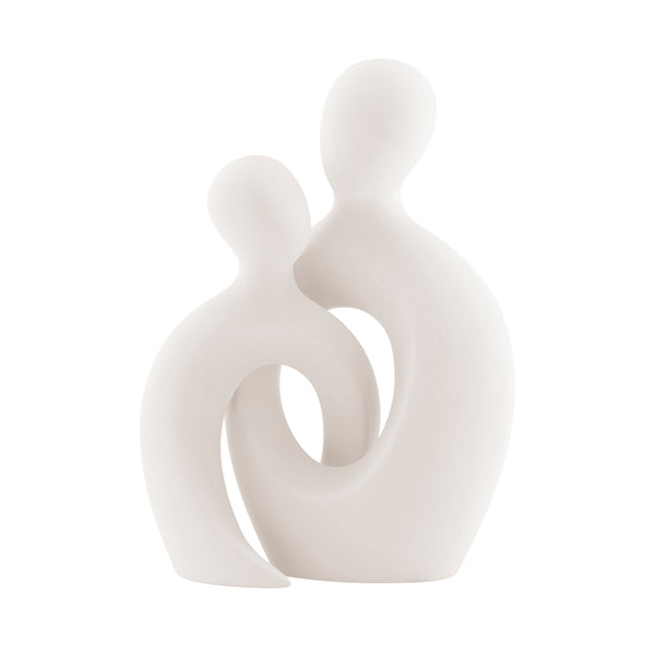 Danya B Hans Cream Abstract Intersecting Circle Tender Couple Decorative Accent Matte Ceramic Sculpture Figure