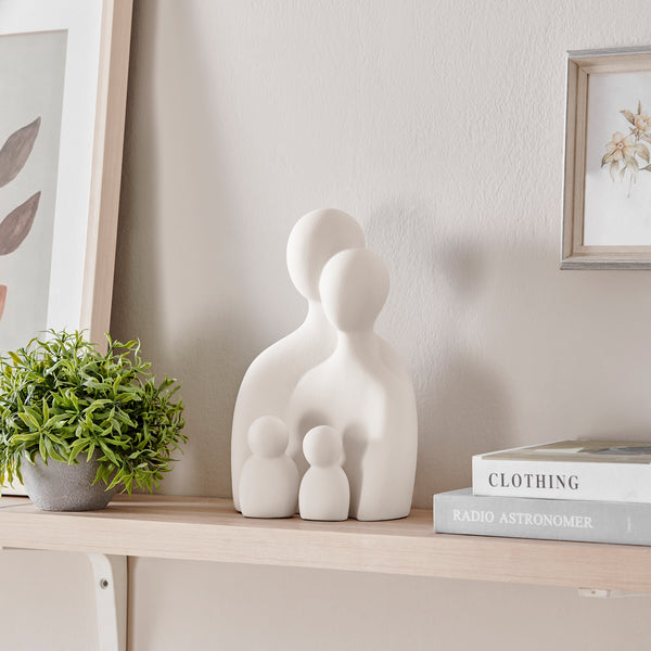 danya b Hans Cream Abstract Nesting Three Piece Family of 4 Decorative Accent Matte Ceramic Sculpture Figure Set