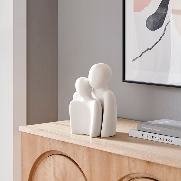Danya B Hans Cream Abstract Nesting Two Piece Couple Decorative Accent Matte Ceramic Sculpture Figure Set