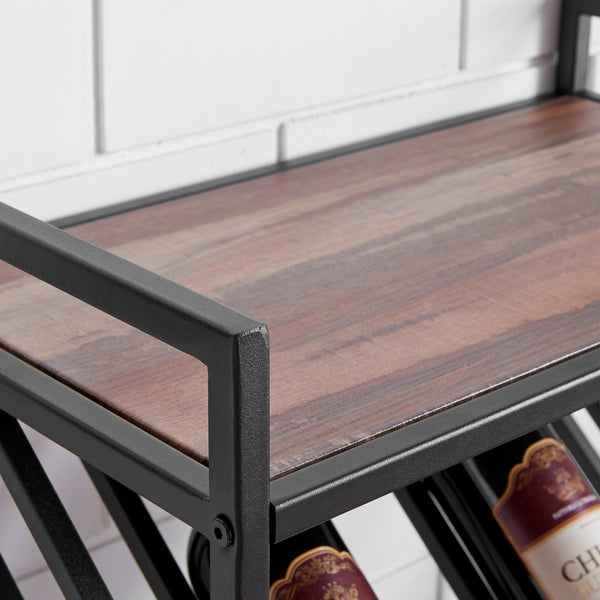 Danya B Industrial Wall Mount Metal Wine Rack With Shelf And Stemware Rack