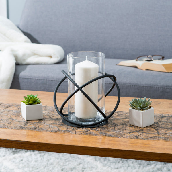 Danya B Large Metal And Glass Orbits Hurricane Candleholder