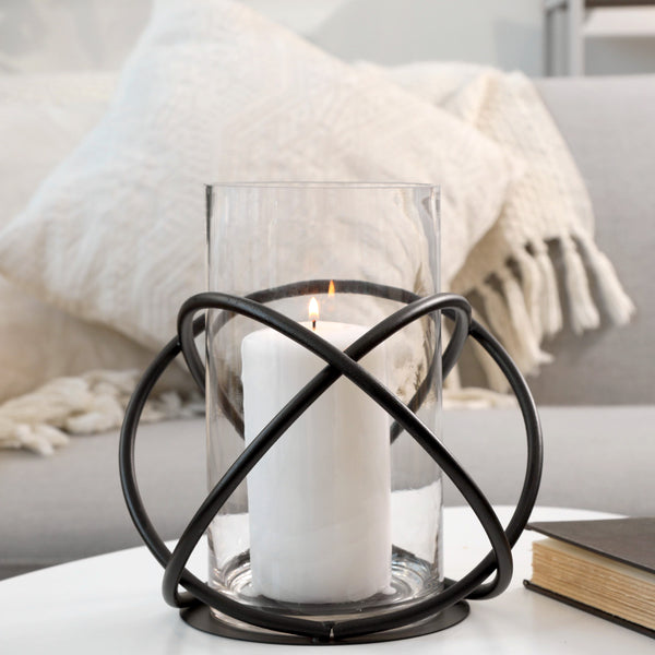 Danya B Large Metal And Glass Orbits Hurricane Candleholder