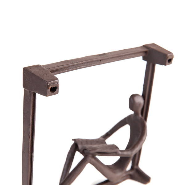 Danya B Man Reading On A Window Sill Hanging Wall Art Iron Sculpture