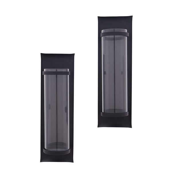 Danya B Metal Pillar Candle Sconces With Glass Inserts A Wrought Iron Rectangle Wall Accent (Set Of 2)
