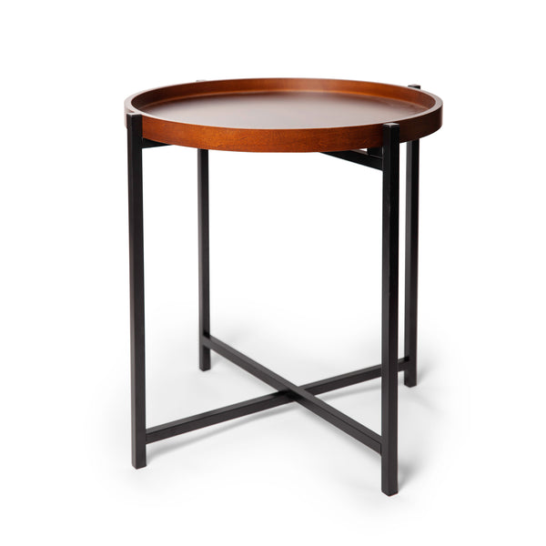Danya B Mid-century Modern Round Side Table With Removable Wood Tray