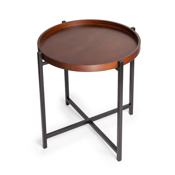 Danya B Mid-century Modern Round Side Table With Removable Wood Tray