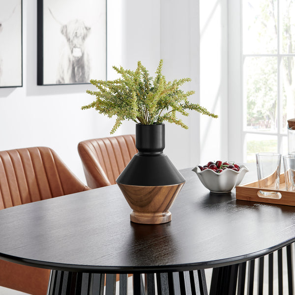 Danya B Milo Diamant Revese Hourglass Modern Two Tone Tabletop Vase - Black And Walnut