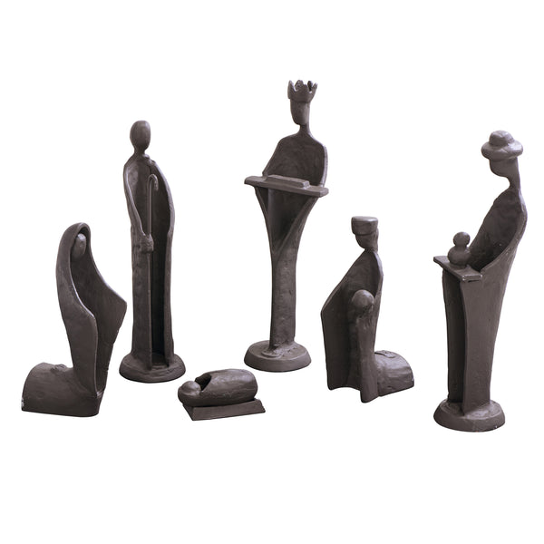 Danya B Modern 9-Inch Cast Iron Nativity Sculpture Set (6 Figures)